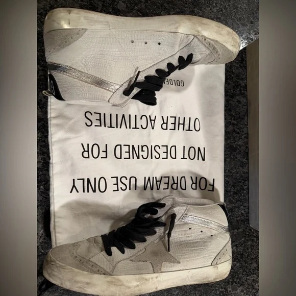 RARE Golden Goose Mid Star Sneakers White Python & Suede Size 39 EUC w Dust Bag🖤 - Picture 6 of 17